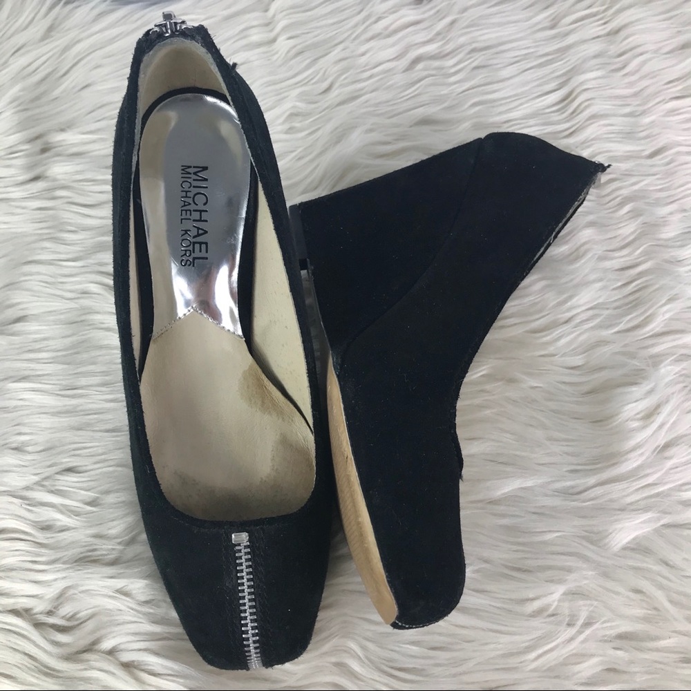 COPY - Michael Kors black suede zip square nose wedges